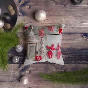 Perna decorativa, NYXMAS074, 43x43 cm, 50% Bumbac / 50% Poliester, Multicolor imagine