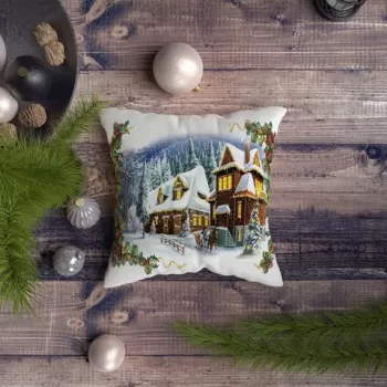Perna decorativa, NYXMAS078, 43x43 cm, 50% Bumbac / 50% Poliester, Multicolor imagine