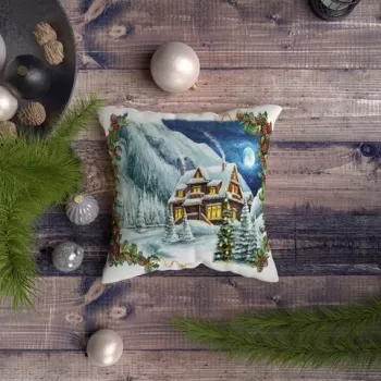Perna decorativa, NYXMAS079, 43x43 cm, 50% Bumbac / 50% Poliester, Multicolor imagine