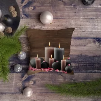 Perna decorativa, NYXMAS081, 43x43 cm, 50% Bumbac / 50% Poliester, Multicolor imagine