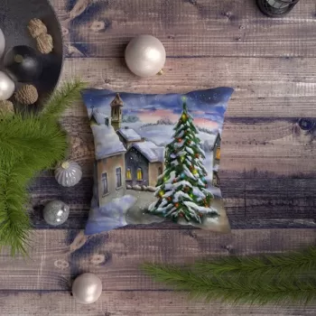 Perna decorativa, NYXMAS084, 43x43 cm, 50% Bumbac / 50% Poliester, Multicolor imagine