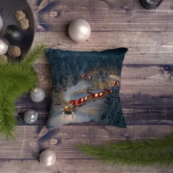 Perna decorativa, NYXMAS086, 43x43 cm, 50% Bumbac / 50% Poliester, Multicolor imagine