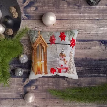 Perna decorativa, NYXMAS087, 43x43 cm, 50% Bumbac / 50% Poliester, Multicolor imagine