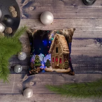 Perna decorativa, NYXMAS090, 43x43 cm, 50% Bumbac / 50% Poliester, Multicolor imagine