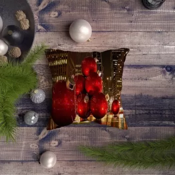 Perna decorativa, NYXMAS095, 43x43 cm, 50% Bumbac / 50% Poliester, Multicolor imagine