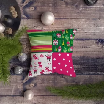 Perna decorativa, NYXMAS101, 43x43 cm, 50% Bumbac / 50% Poliester, Multicolor imagine