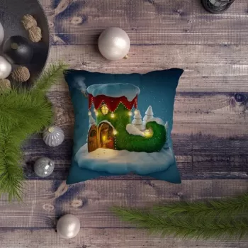 Perna decorativa, NYXMAS102, 43x43 cm, 50% Bumbac / 50% Poliester, Multicolor imagine