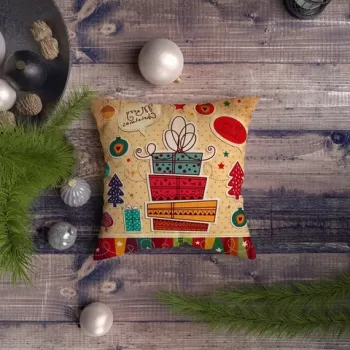 Perna decorativa, NYXMAS103, 43x43 cm, 50% Bumbac / 50% Poliester, Multicolor imagine