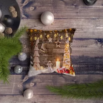 Perna decorativa, NYXMAS105, 43x43 cm, 50% Bumbac / 50% Poliester, Multicolor imagine