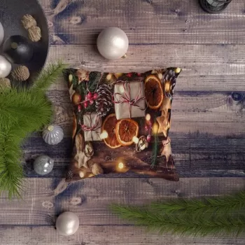 Perna decorativa, NYXMAS106, 43x43 cm, 50% Bumbac / 50% Poliester, Multicolor imagine