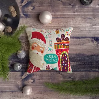 Perna decorativa, NYXMAS108, 43x43 cm, 50% Bumbac / 50% Poliester, Multicolor imagine