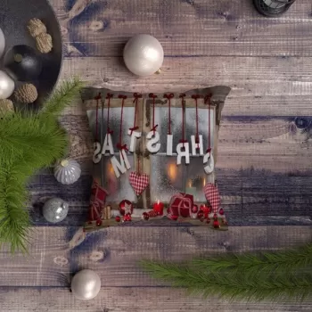 Perna decorativa, NYXMAS109, 43x43 cm, 50% Bumbac / 50% Poliester, Multicolor imagine