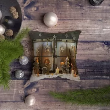 Perna decorativa, NYXMAS110, 43x43 cm, 50% Bumbac / 50% Poliester, Multicolor imagine