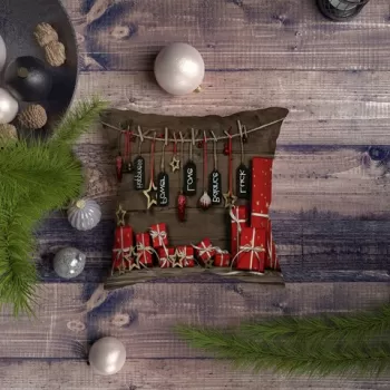 Perna decorativa, NYXMAS111, 43x43 cm, 50% Bumbac / 50% Poliester, Multicolor imagine