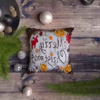 Perna decorativa, NYXMAS114, 43x43 cm, 50% Bumbac / 50% Poliester, Multicolor imagine