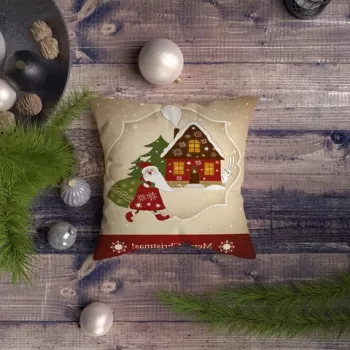 Perna decorativa, NYXMAS118, 43x43 cm, 50% Bumbac / 50% Poliester, Multicolor imagine