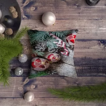 Perna decorativa, NYXMAS124, 43x43 cm, 50% Bumbac / 50% Poliester, Multicolor imagine