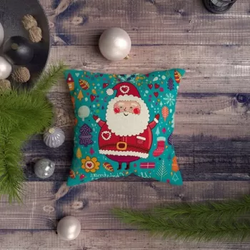 Perna decorativa, NYXMAS137, 43x43 cm, 50% Bumbac / 50% Poliester, Multicolor imagine