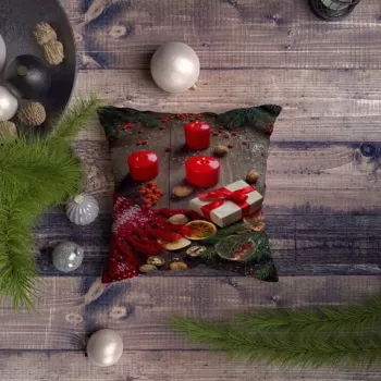 Perna decorativa, NYXMAS139, 43x43 cm, 50% Bumbac / 50% Poliester, Multicolor imagine