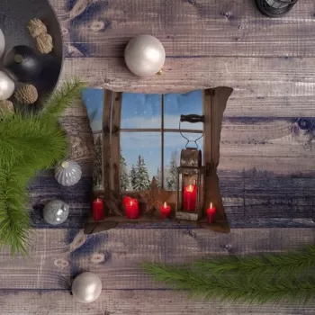 Perna decorativa, NYXMAS140, 43x43 cm, 50% Bumbac / 50% Poliester, Multicolor imagine