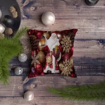 Perna decorativa, NYXMAS141, 43x43 cm, 50% Bumbac / 50% Poliester, Multicolor imagine