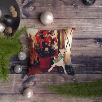 Perna decorativa, NYXMAS147, 43x43 cm, 50% Bumbac / 50% Poliester, Multicolor imagine