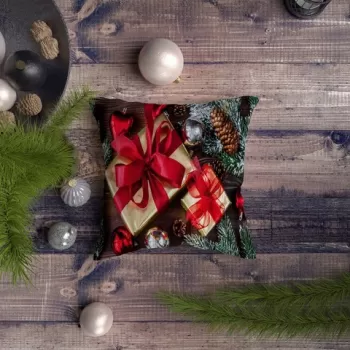 Perna decorativa, NYXMAS149, 43x43 cm, 50% Bumbac / 50% Poliester, Multicolor imagine