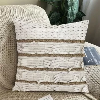 Perna decorativa Sand Bedora, 45x45 cm, cusatura manuala, bumbac si alte fibre imagine