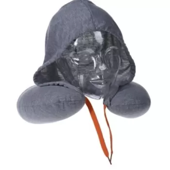 Perna pentru gat cu gluga, 30x32 cm, poliester, gri deschis imagine