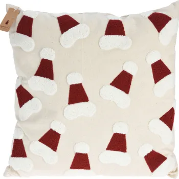 Perna pentru scaun Santa Hat v1, Excellent Houseware, 45x45 cm, poliester, bej/rosu imagine