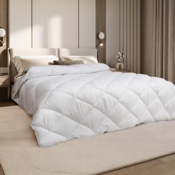 Pilota matlasata Alcam, 180x200 cm, microfibra alba, umplutura fibra siliconica, 400g/mp, nivel de caldura mare imagine