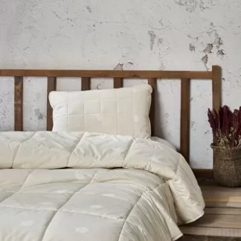 Pilota matlasata Double, 195x215 cm, 100% bumbac, 300 gr/mp, Cotton Box, Yun, ecru imagine