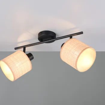 Plafoniera Aimee, RL, 42.5x13x25 cm, 10W, 2x E14, metal, negru mat/bej imagine