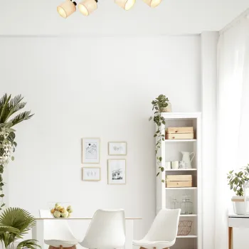 Plafoniera Aimee, RL, 87.5x13x25 cm, 10W, 4x E14, metal, negru mat/bej imagine