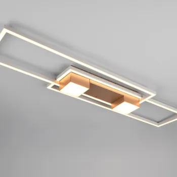 Plafoniera Albany, TRIO, 100x28x8 cm, 37W, 1x SMD, aluminiu, maro/alb imagine