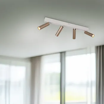 Plafoniera Ambala, TRIO, 65x4x17.5 cm, 5.5W, 4x SMD, metal, alb/aramiu imagine