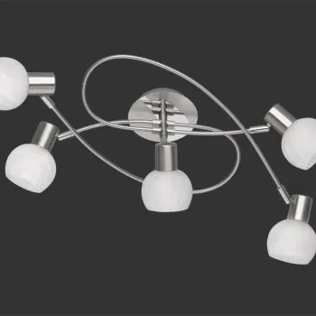 Plafoniera Antibes, RL, 52x25x23 cm, 28W, 5x E14, metal, argintiu mat/alb imagine