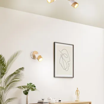 Plafoniera Aruni, TRIO, 48x9x15 cm, 10W, 3x GU10, lemn, natur/alb imagine