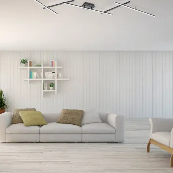 Plafoniera Arvin, TRIO, 245x50x8.5 cm, 22W / 8W, 2x SMD, metal, negru mat imagine