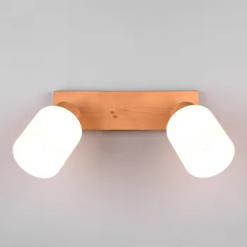 Plafoniera Assam, RL, 30x10x21 cm, 25W, 2x E14, lemn, natur/alb imagine