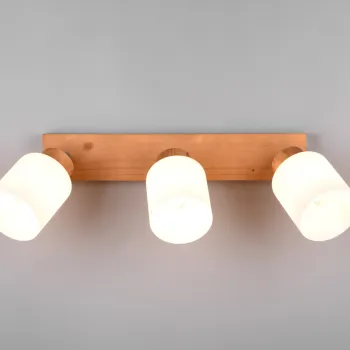 Plafoniera Assam, RL, 45x10x21 cm, 25W, 3x E14, lemn, natur/alb imagine