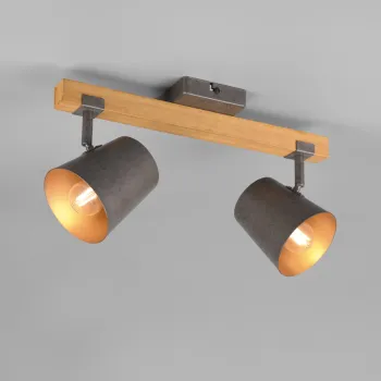 Plafoniera Bell, TRIO, 42.5x14.5x23.2 cm, 25W, 2x E14, metal, gri/natur imagine