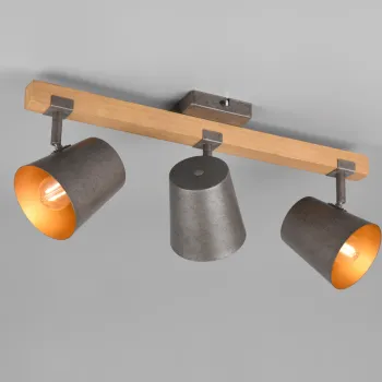 Plafoniera Bell, TRIO, 54x14.5x23.2 cm, 25W, 3x E14, metal, gri/natur imagine