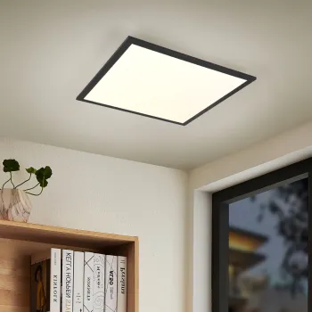 Plafoniera Beta, RL, 29.5x29.5x5 cm, 13W, 1x SMD, metal, negru mat/alb imagine