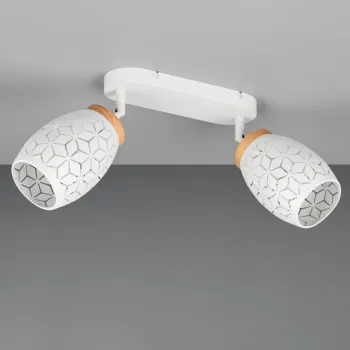 Plafoniera Bidar, RL, 28x12x27 cm, 10W, 2x E14, metal, alb mat/natur imagine