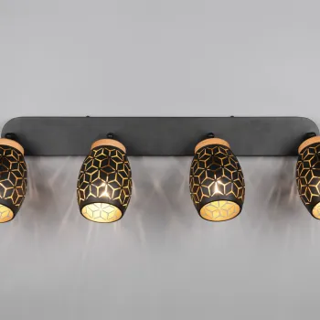 Plafoniera Bidar, RL, 74x12x27 cm, 10W, 4x E14, metal, negru/natur imagine