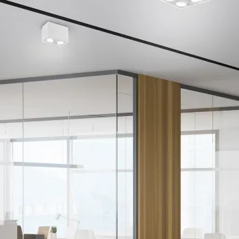 Plafoniera Biscuit, TRIO, 17.8x9.6x12.5 cm, 35W, 2x GU10, metal, alb mat imagine