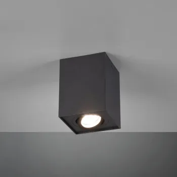 Plafoniera Biscuit, TRIO, 9.6x9.6x12.5 cm, 35W, 1x GU10, metal, negru mat imagine