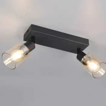 Plafoniera Cadiz, RL, 27.5x8.5x17 cm, 10W, 2x E14, metal, negru mat imagine