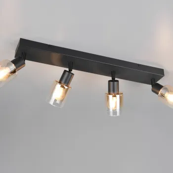 Plafoniera Cadiz, RL, 58.5x8.5x17 cm, 10W, 4x E14, metal, negru mat imagine